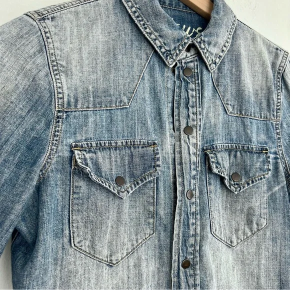 Madewell Washed Blue Denim Western Shirt Small - Picture 2 of 5